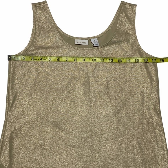 CHICO’S Shimmer Gold Sleeveless Tank Blouse - Picture 7 of 10